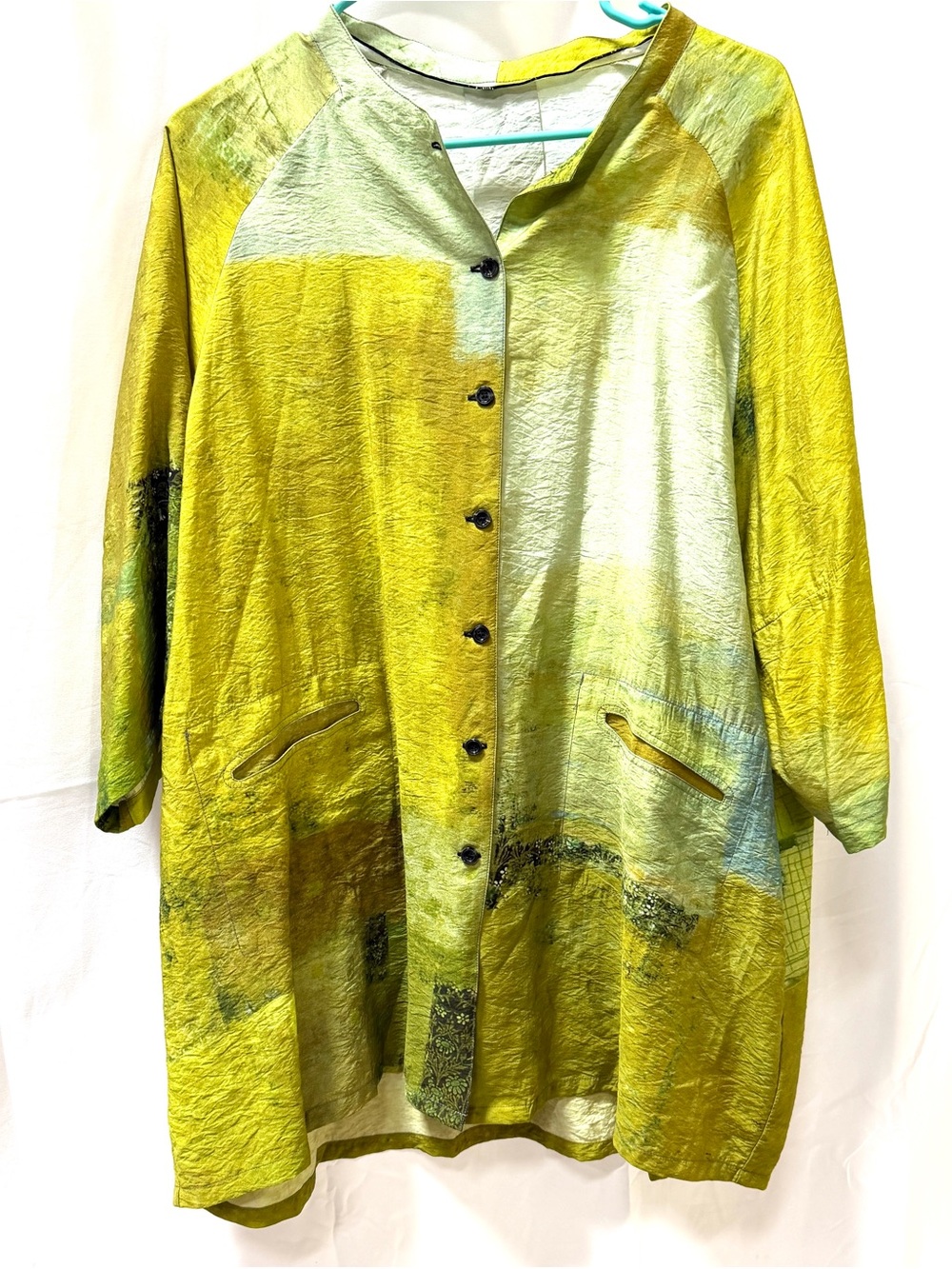 3 Potato Art to Wear Abstract Lightweight Button-Down Tunic